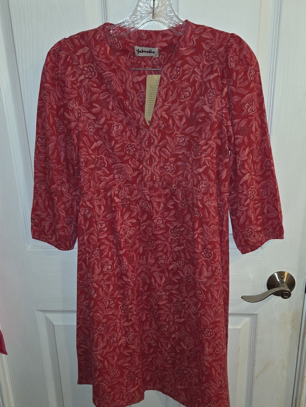 fabindia Red Floral Midi Dress